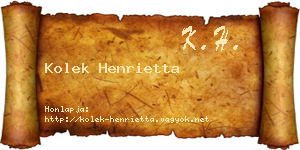 Kolek Henrietta névjegykártya